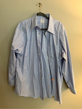 Brooks Brothers Light Blue Windowpane Dress Shirt